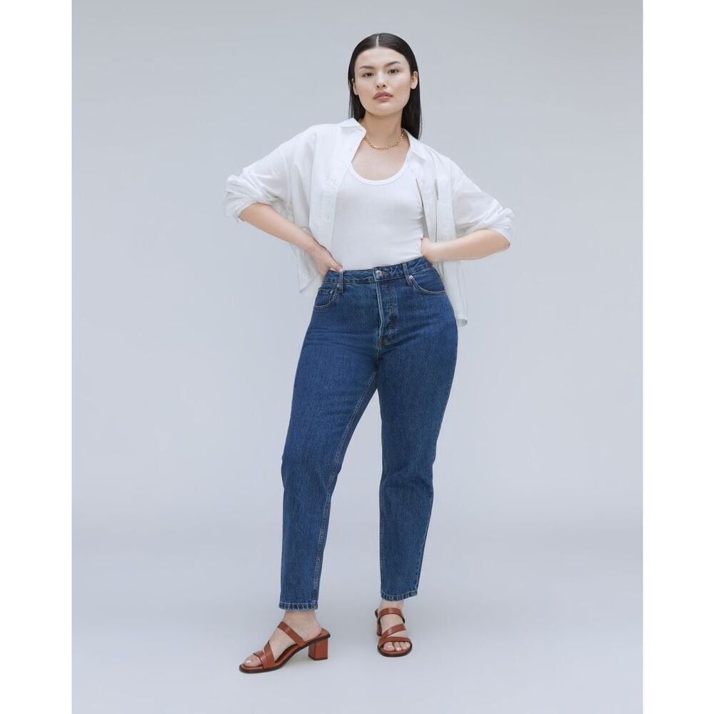 Everlane The Curvy 90s Cheeky Straight Jean Deep Atlantic Blue 26 Crop NWOT